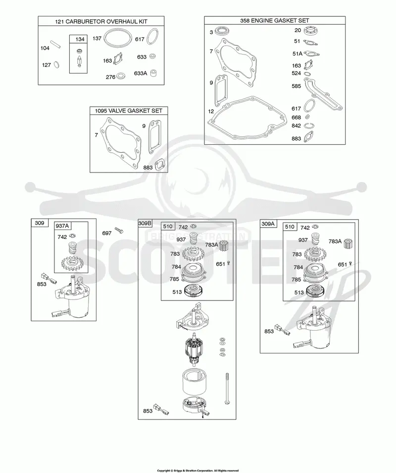 Electric Starter, Gasket Kits