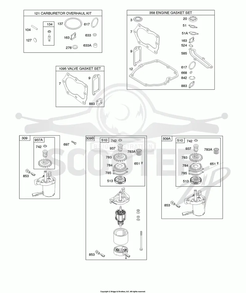 Electric Starter, Gasket Kits