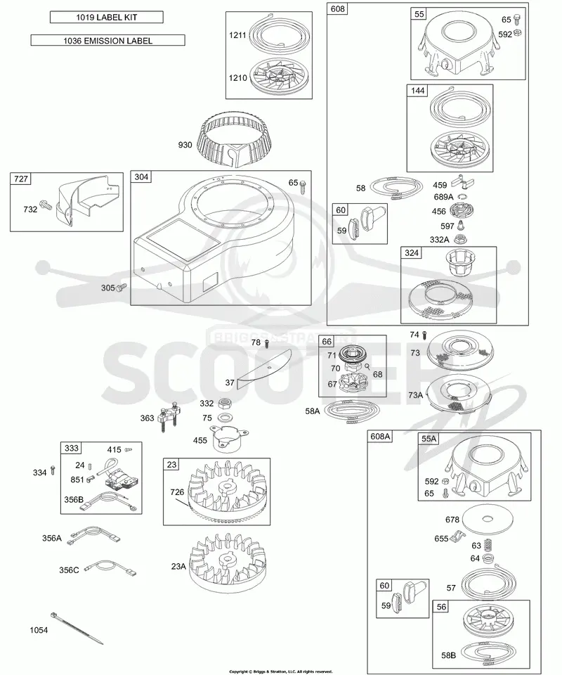 Blower Housing, Flywheel, Armature, Rewind