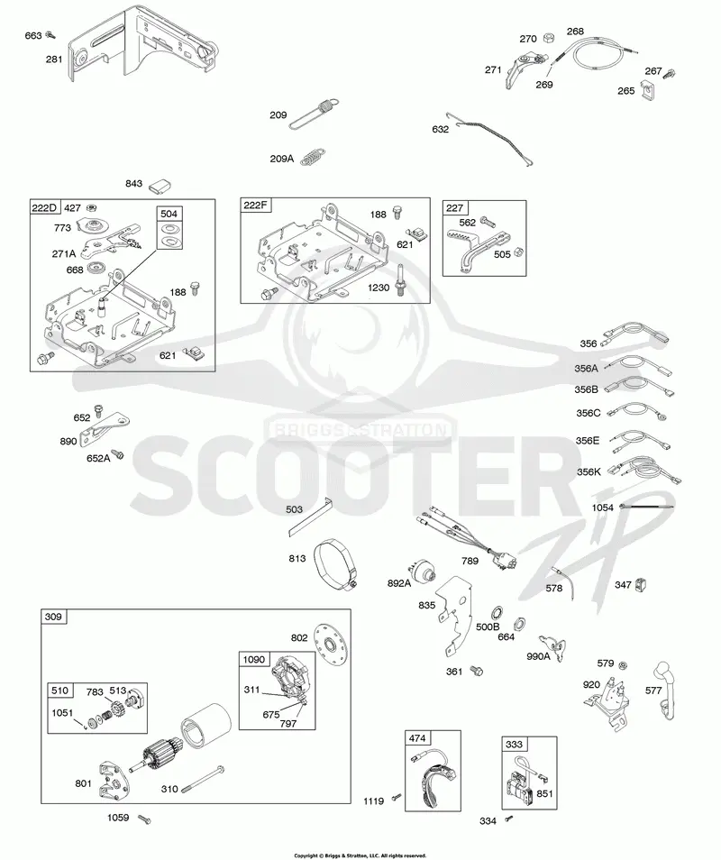 Controls, Electric Starter, Governor Spring, Ignition