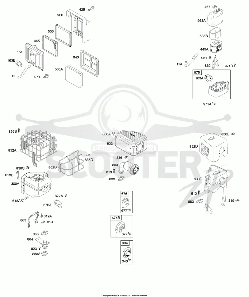 Air Cleaner, Exhaust System, Rewind Starter