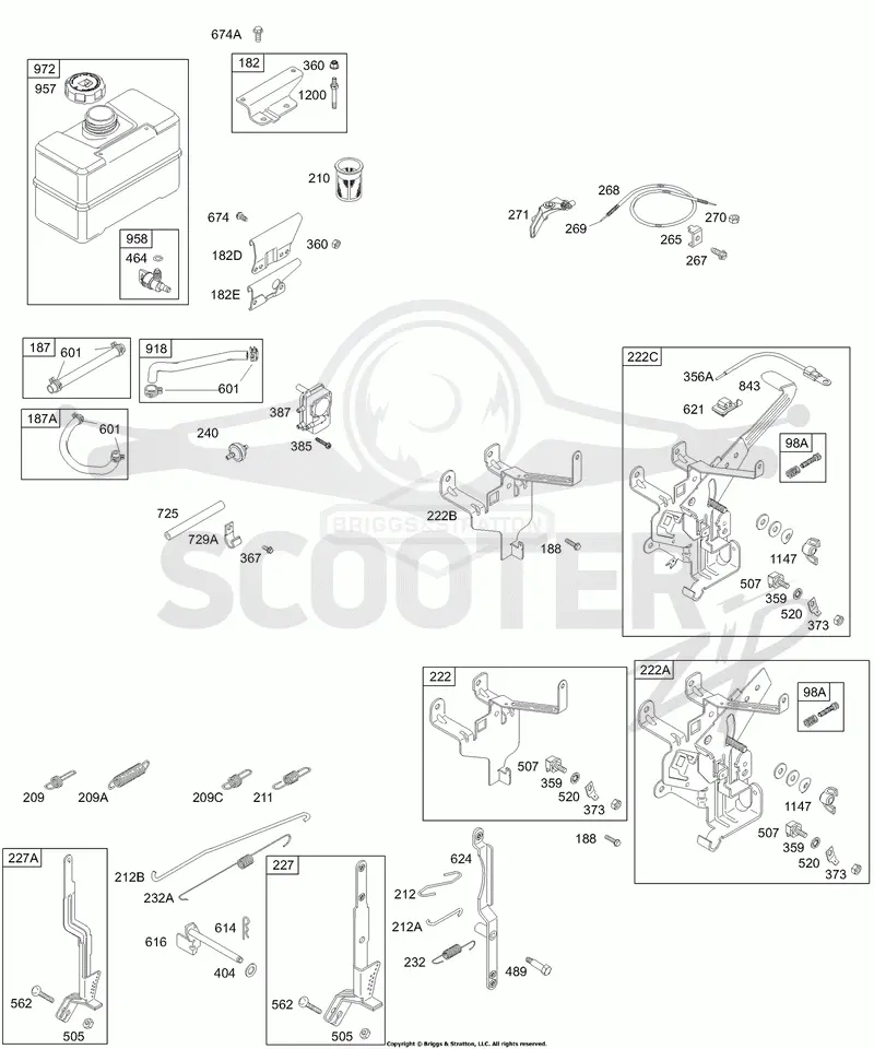 Control Brackets, Springs, Fuel Tank, Lines, Filter