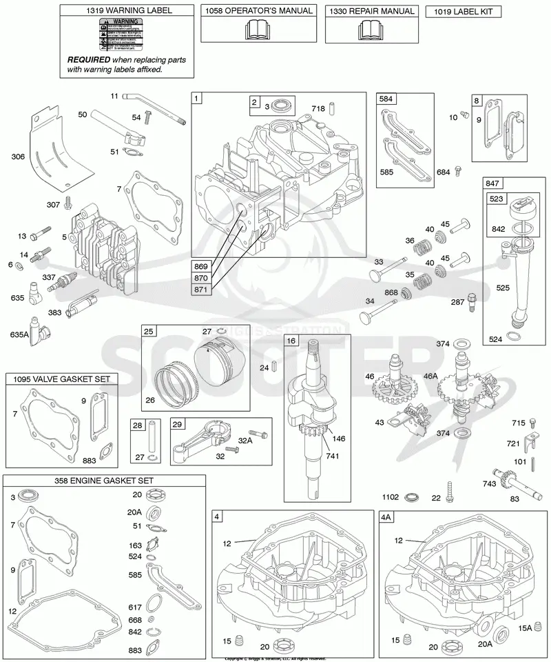 Camshaft, Crankshaft, Cylinder Group, Engine Sump, Lubrication, Piston Group, Valves