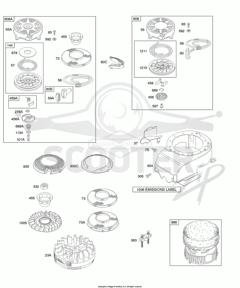 Blower Housing/Shrouds, Flywheel, Rewind Starter