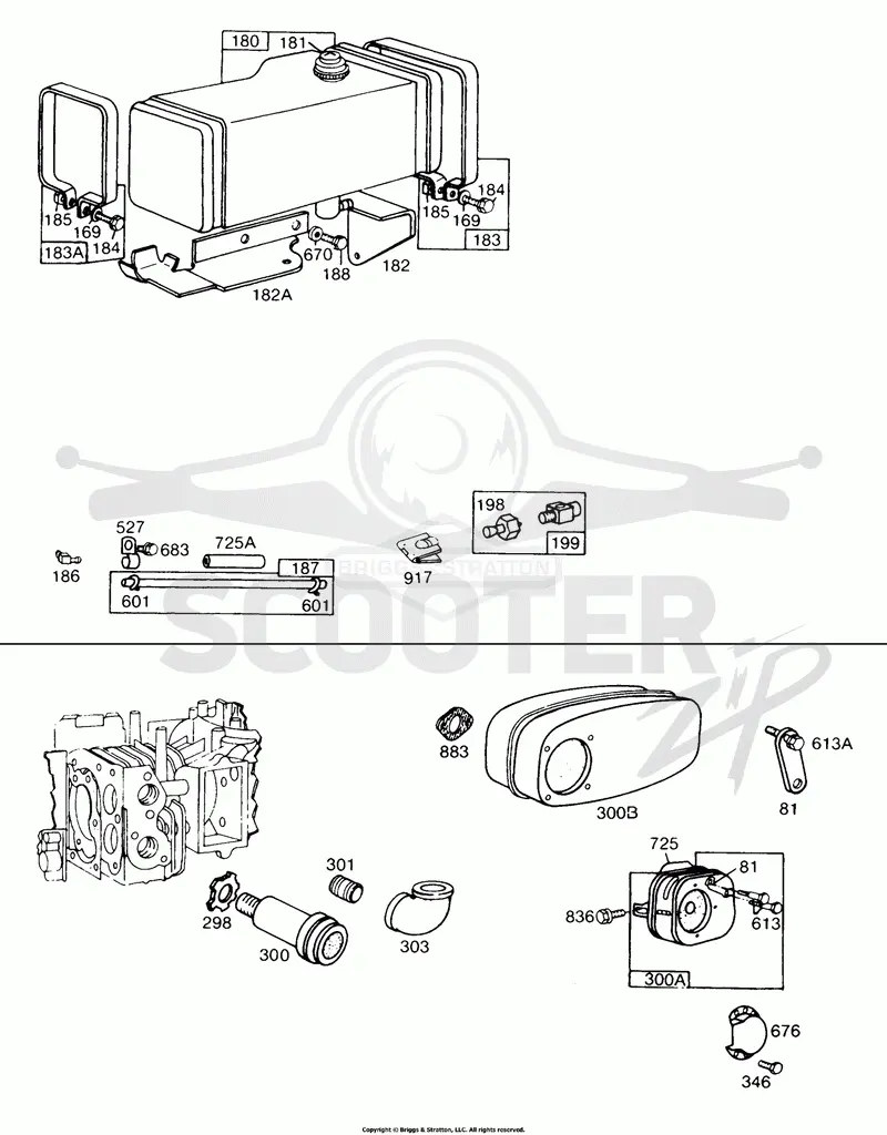 Fuel Tank, Mufflers & Parts