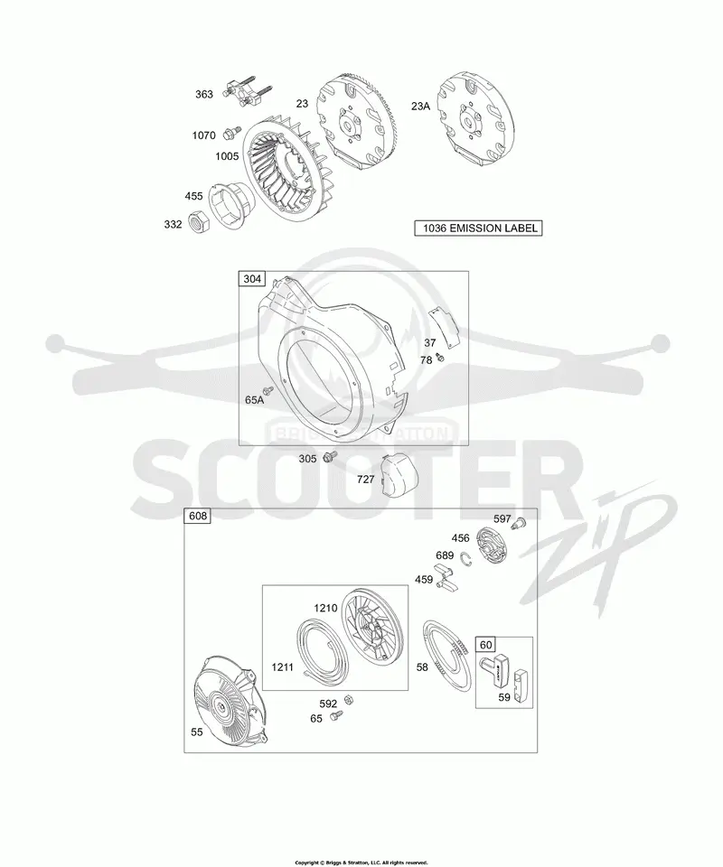 Blower Housing/Shrouds, Flywheel, Rewind