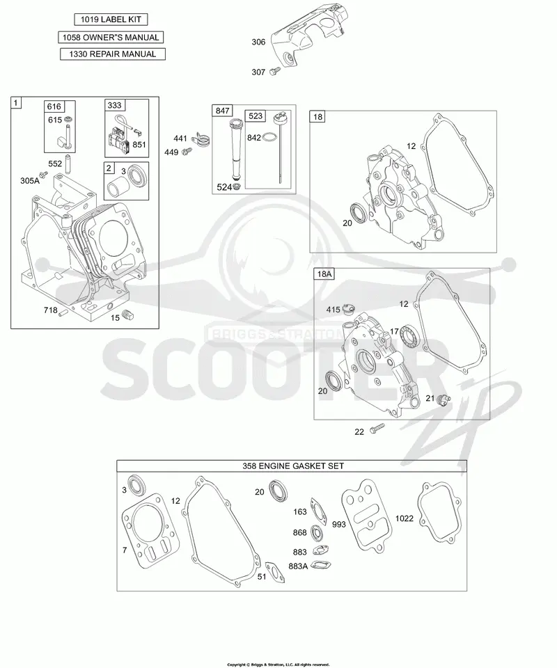 Crankcase Cover/Sump, Cylinder, Kits/Gaskets - Engine, Oil