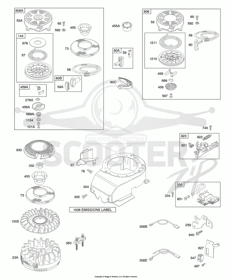 Blower Housing/Shrouds, Electrical, Flywheel, Flywheel Brake, Ignition, Rewind Starter