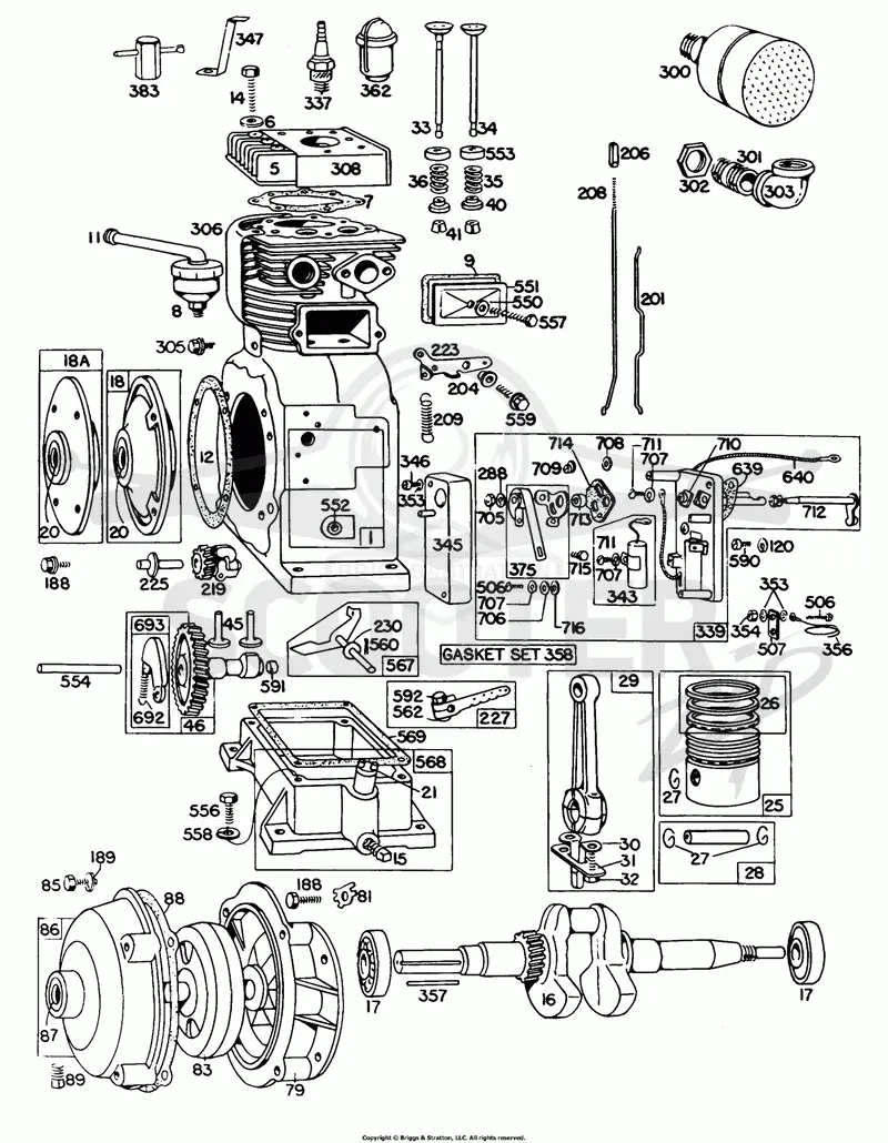 Cyl, Piston, Muffler, CrnkCse