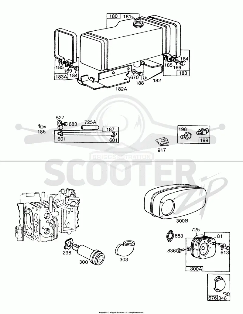 Fuel Tank, Mufflers & Parts