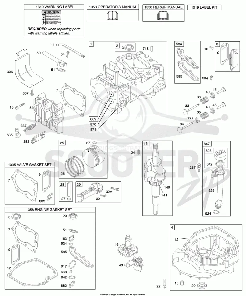Camshaft, Crankshaft, Cylinder, Engine Sump, Kit/Gasket, Lubrication, Piston Group, Valves