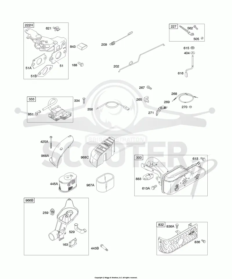 Air Cleaner, Controls, Exhaust System, Governor Spring, Ignition