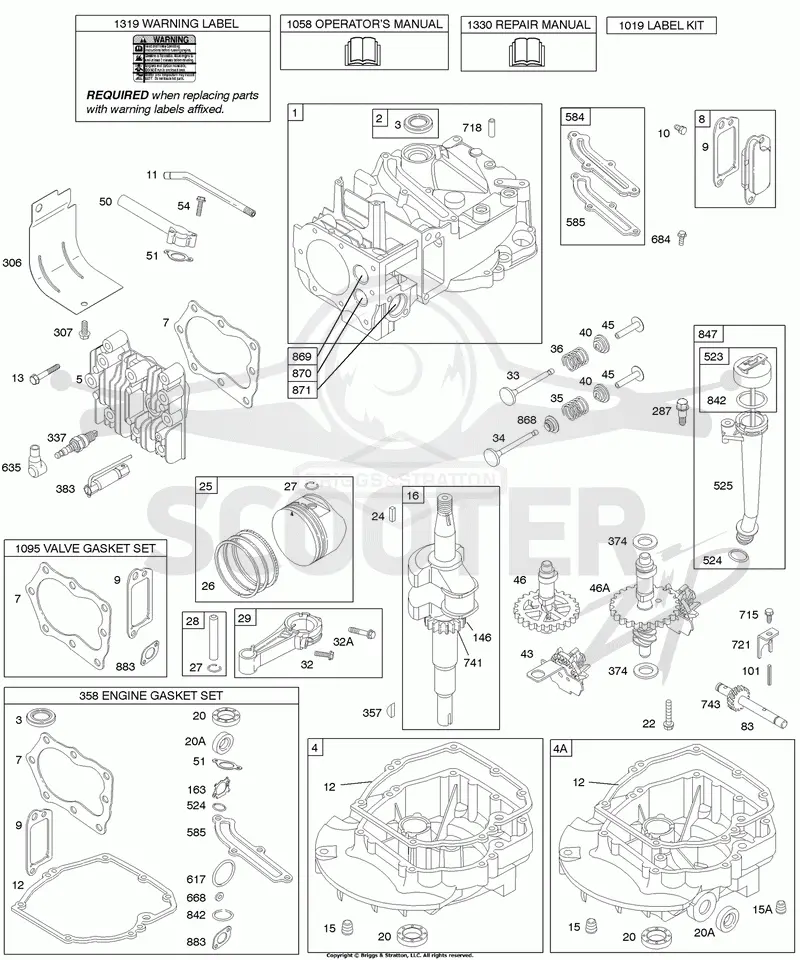 Cams, Crankshaft, Cylinder, Engine Sump, Kit/Gaskets, Lubrication, Piston Group, Valves