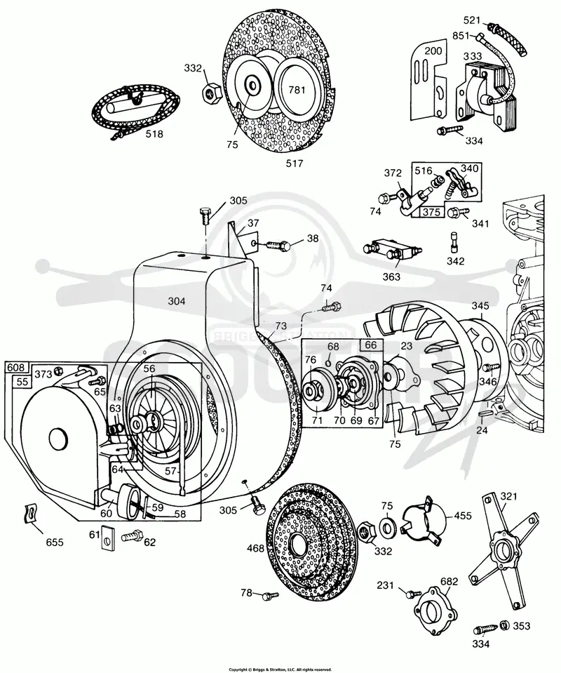 Blower Hsg,Flywheels,Screen