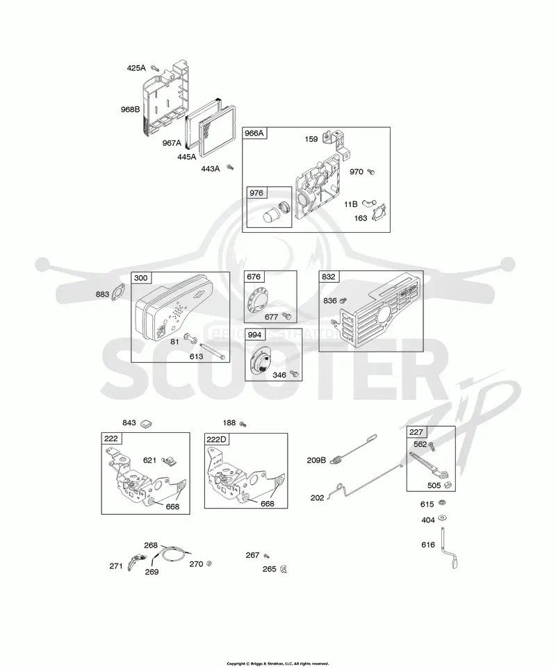 Air Cleaner, Controls, Exhaust System, Governor Spring