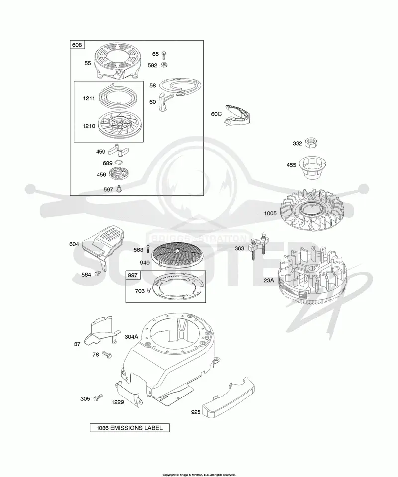 Blower Housing/Shrouds, Flywheel, Rewind Starter