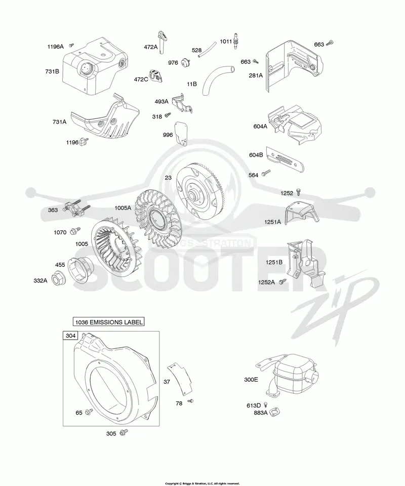 Blower Housing/Shrouds, Exhaust System, Flywheel