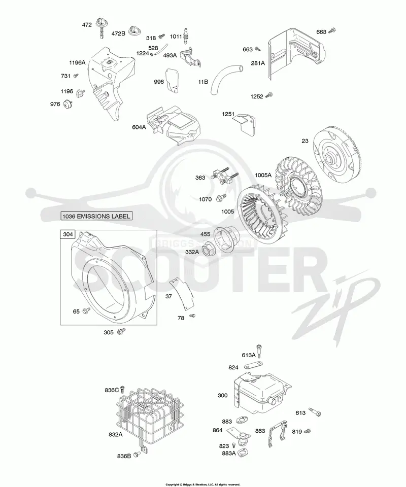 Blower Housing/Shrouds, Exhaust System, Flywheel