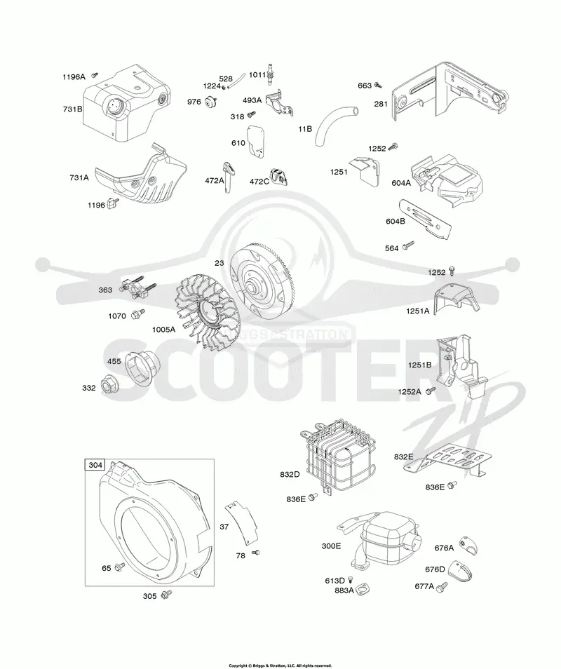 Blower Housing/Shrouds, Exhaust System, Flywheel