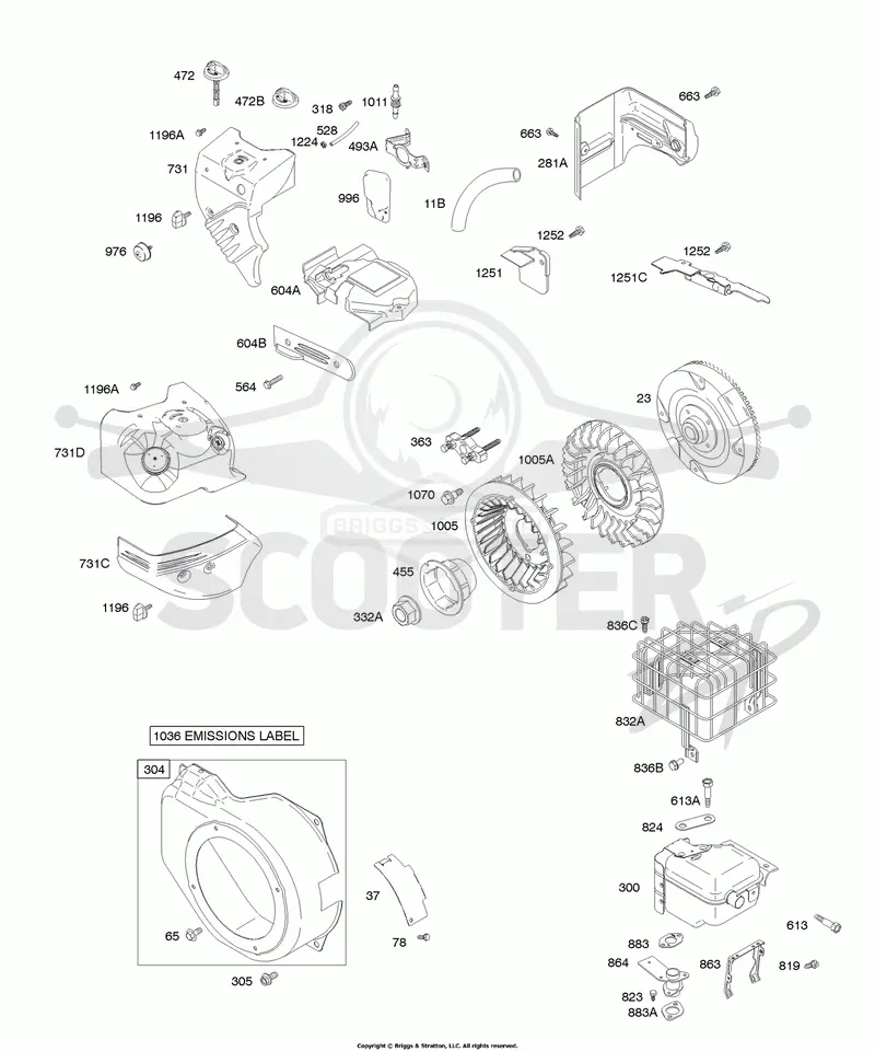 Blower Housing/Shrouds, Exhaust System, Flywheel