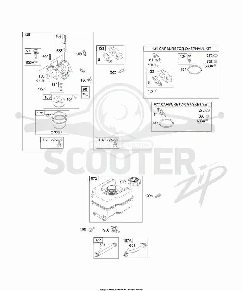 Carburetor Group, Fuel Tank Group, Kits/Gaskets - Carburetor