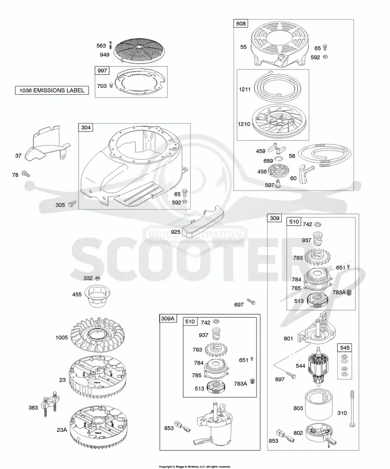 Blower Housing/Shrouds, Electric Starter, Flywheel, Rewind Starter