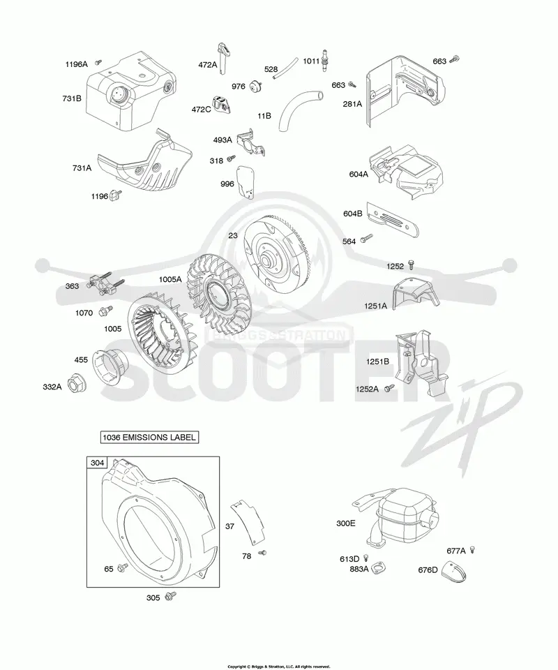 Blower Housing/Shrouds, Exhaust System, Flywheel
