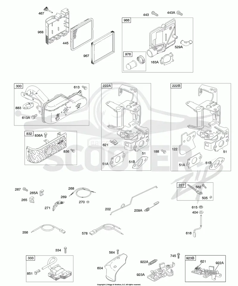 Air Cleaner, Controls, Exhaust System, Flywheel Brake, Governor Spring, Ignition