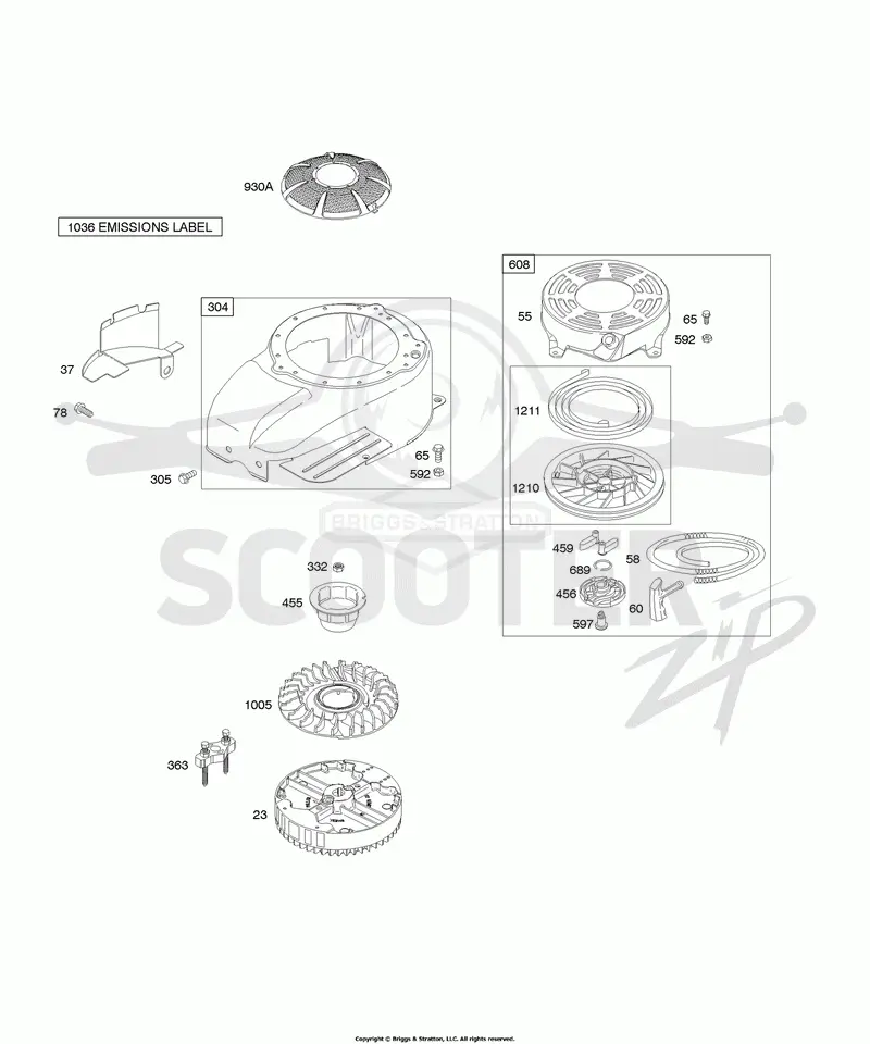 Blower Housing/Shrouds, Flywheel, Rewind Starter