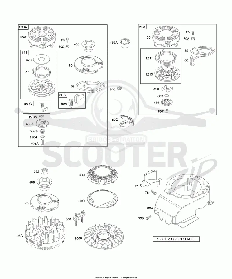 Blower Housing/Shrouds, Flywheel, Rewind Starter