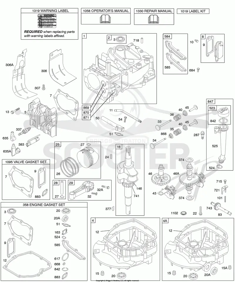 Cams, Crankshaft, Cylinder, Engine Sump, Kit/Gaskets, Lubrication, Piston Group, Valves