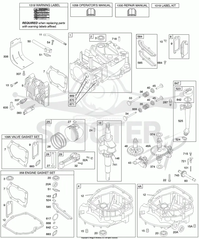 Cams, Crankshaft, Cylinder, Engine Sump, Kit/Gaskets, Lubrication, Piston Group, Valves