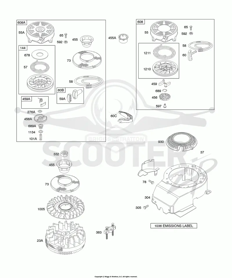 Blower Housing/Shrouds, Flywheel, Rewind Starter