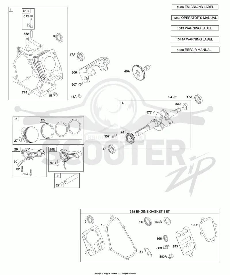 Camshaft, Crankshaft, Cylinder, Piston Group