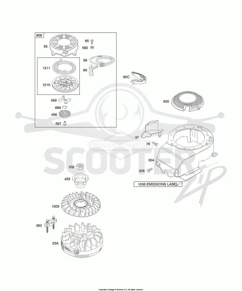 Blower Housing/Shrouds, Flywheel, Rewind Starter