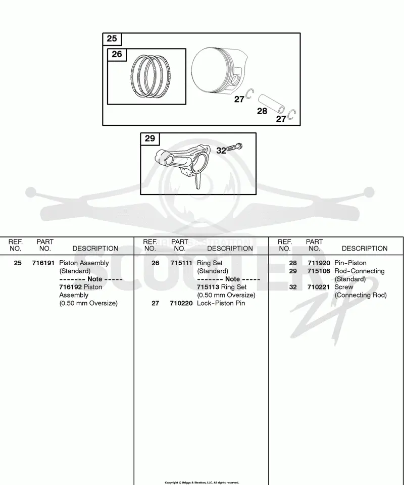 PISTON, RINGS, CONNECTING ROD