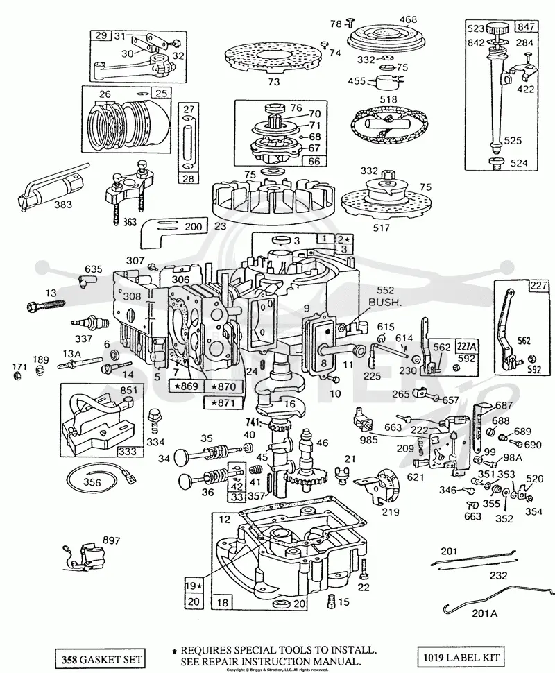 Cyl, Sump, Piston,Oil Fill