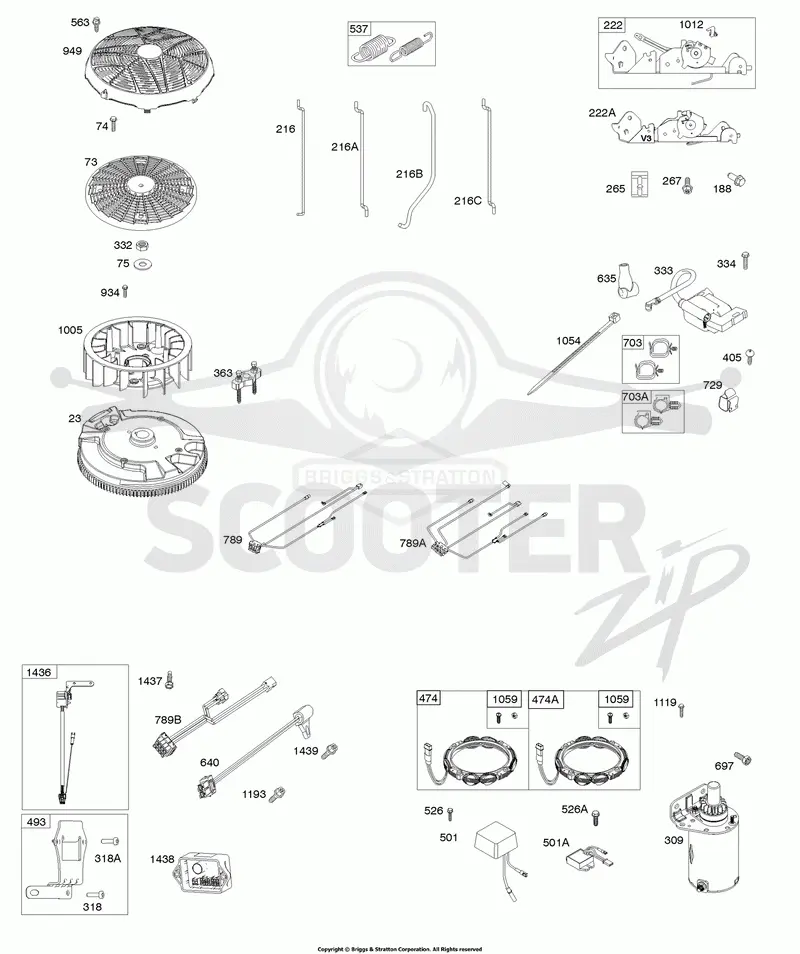Flywheel, Controls, Wire Harness, Starter, Alternator