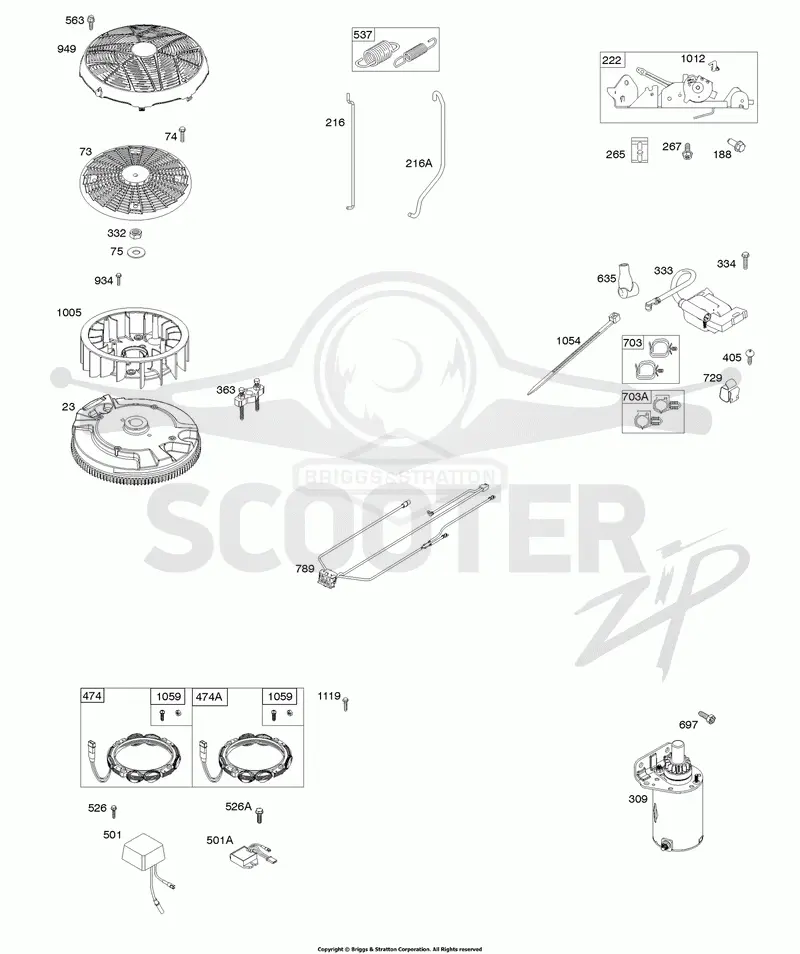 Flywheel, Controls, Wire Harness, Starter, Alternator