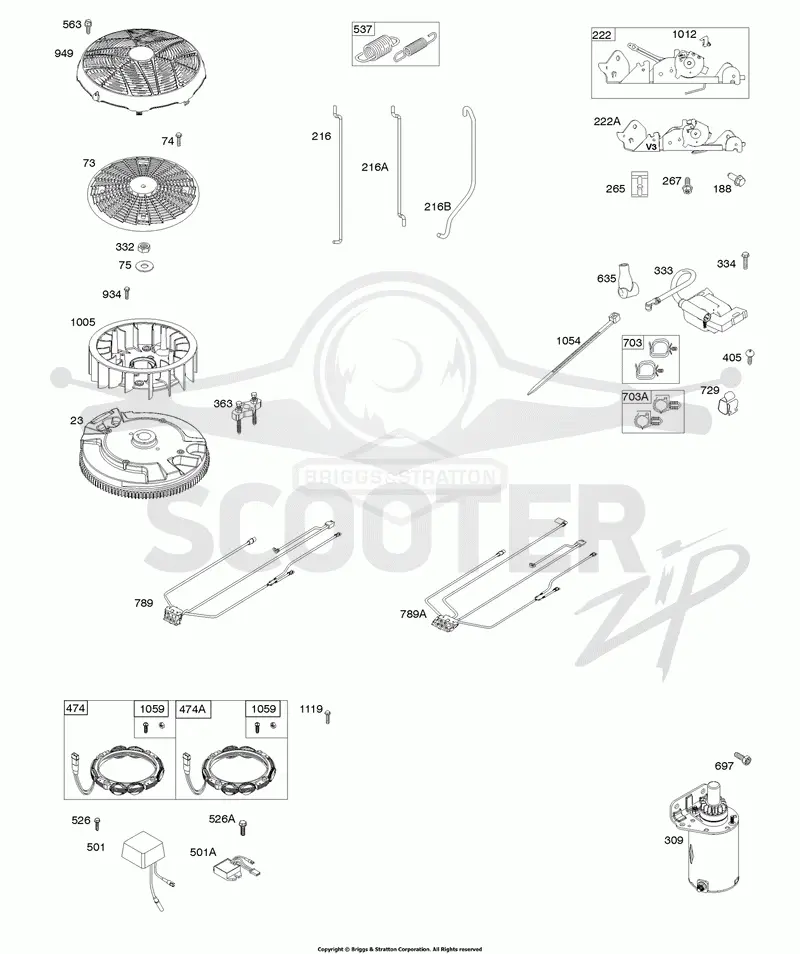 Flywheel, Controls, Wire Harness, Starter, Alternator