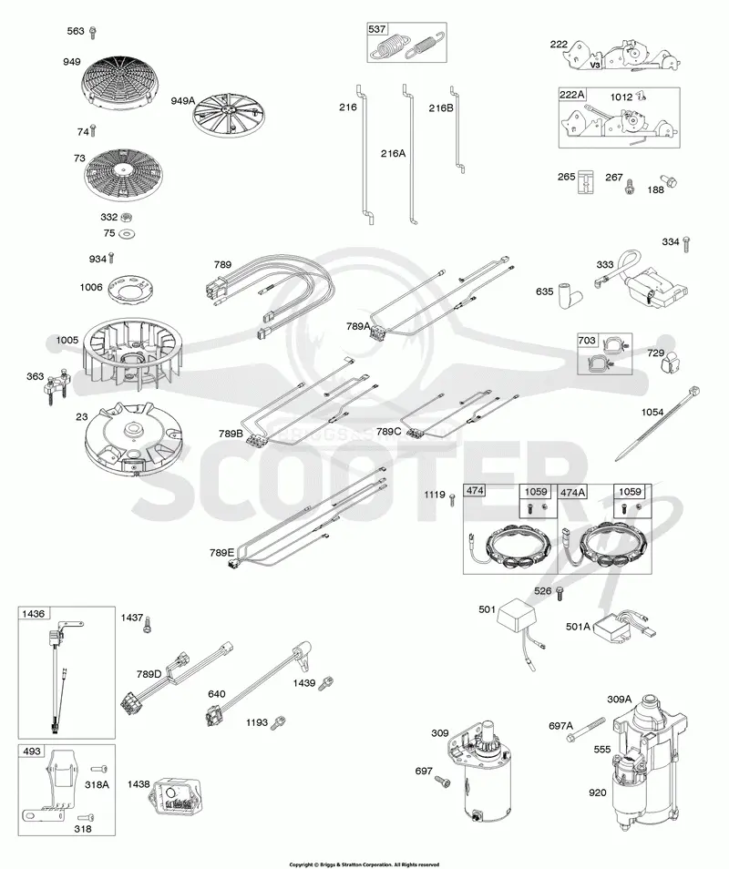 Flywheel, Controls, Wire Harness, Alternator, Starter