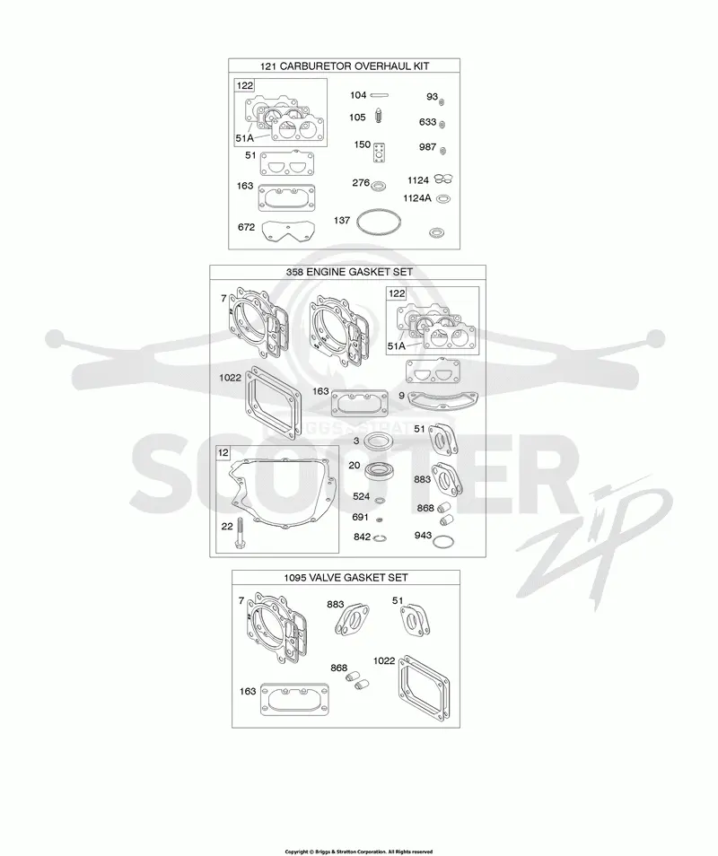 Engine/Valve Gasket Set, Carburetor Overhaul Kit