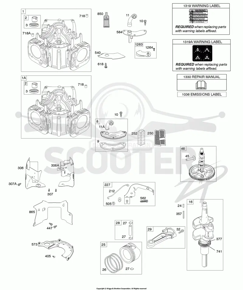 Cylinder, Crankshaft, Camshaft, Air Guides