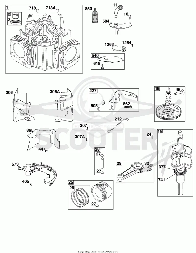 Cylinder, Crankshaft, Camshaft, Air Guides