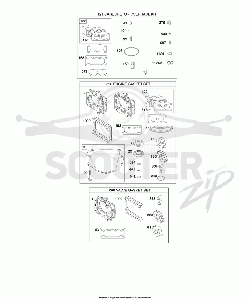 Engine/Valve Gasket Set, Carburetor Overhaul Kit