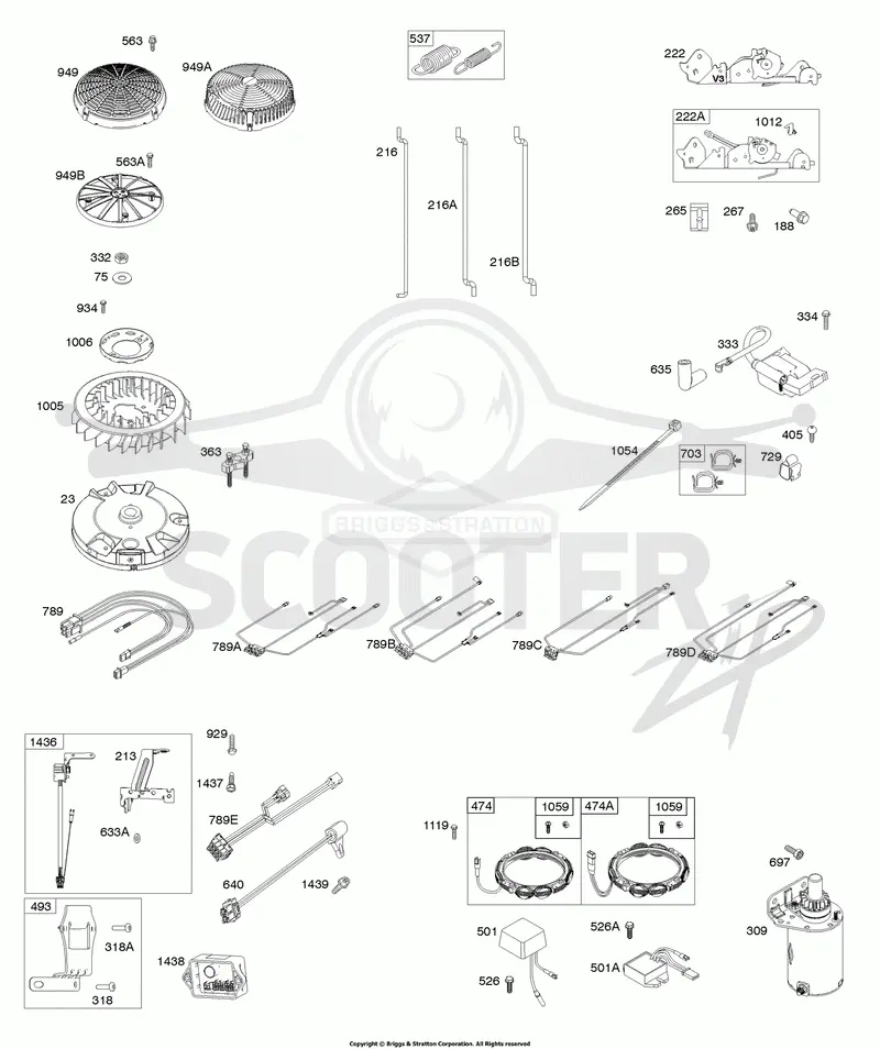 Flywheel, Controls, Wire Harness, Alternator, Starter