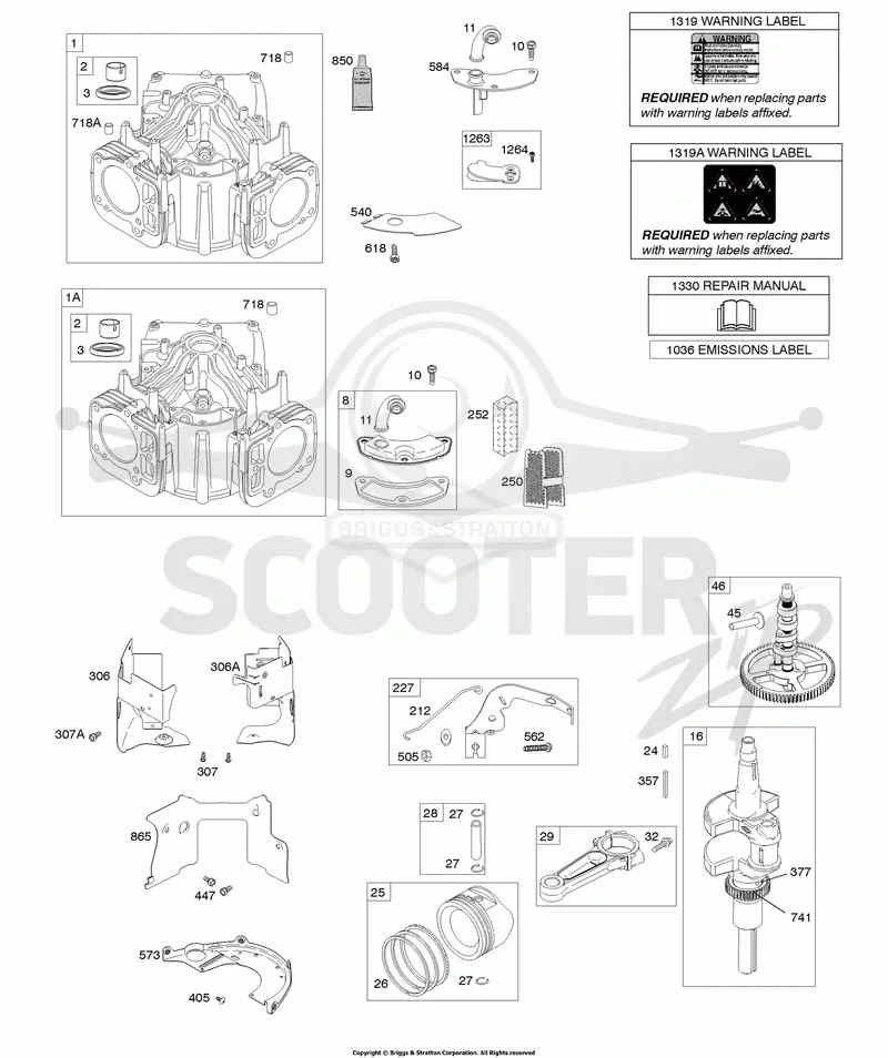 Cylinder, Crankshaft, Camshaft, Air Guides
