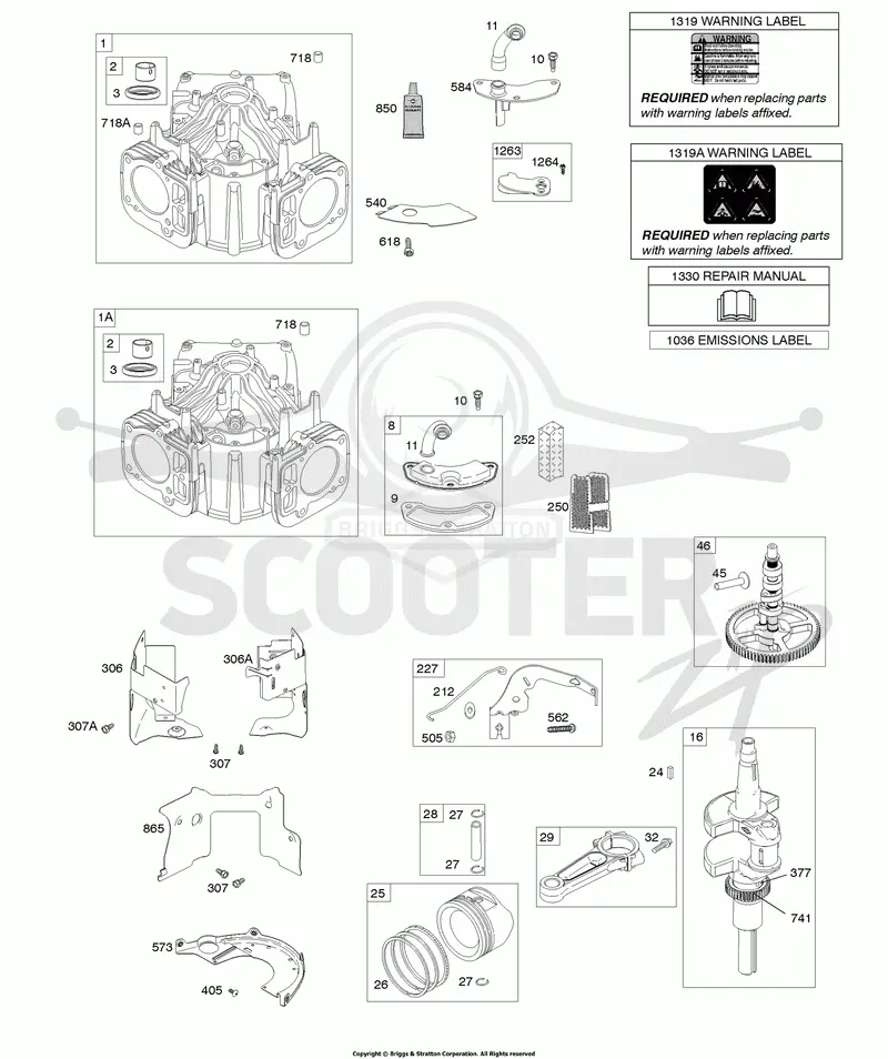 Cylinder, Crankshaft, Camshaft, Air Guides