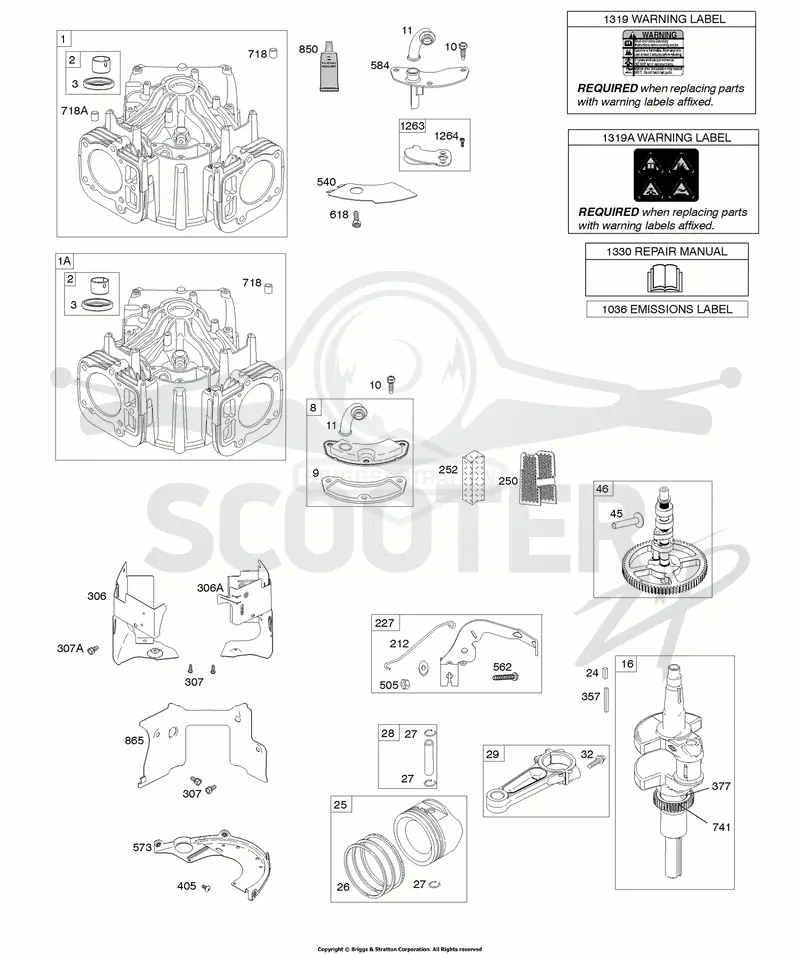 Cylinder, Crankshaft, Camshaft, Air Guides