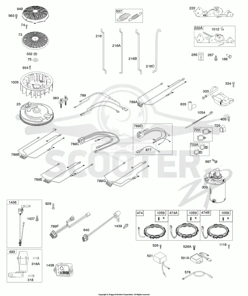 Flywheel, Controls, Wire Harness, Alternator, Starter